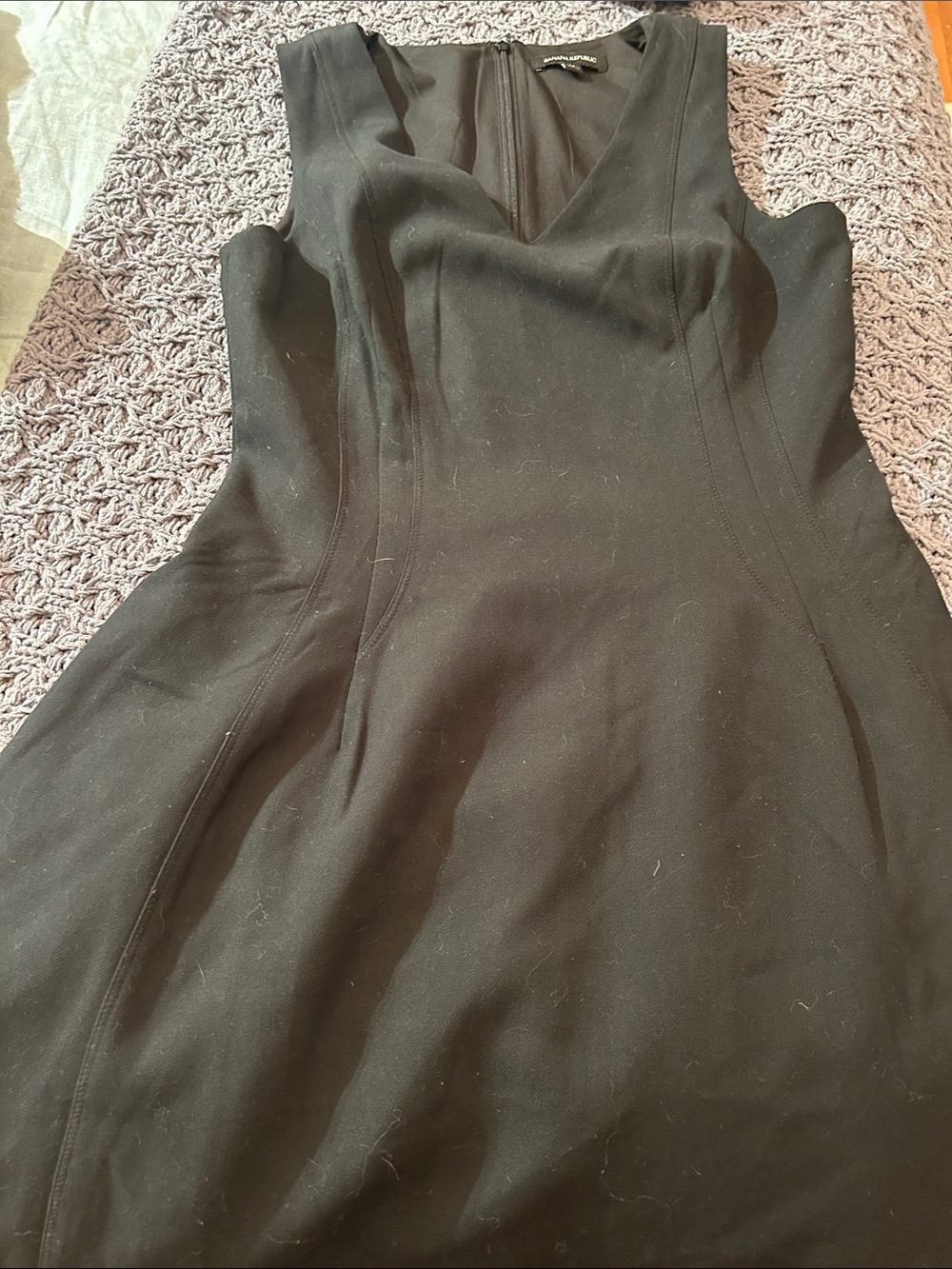 Banana Republic Black Sleeveless V-Neck Fit-and-Flare Mini Dress